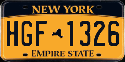 NY license plate HGF1326