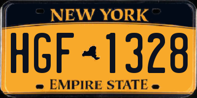 NY license plate HGF1328