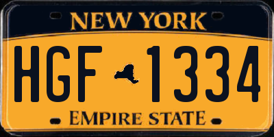 NY license plate HGF1334