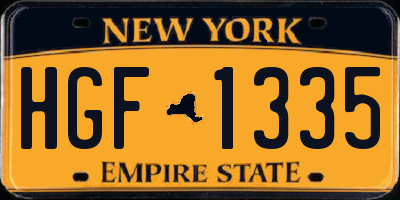 NY license plate HGF1335