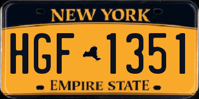 NY license plate HGF1351