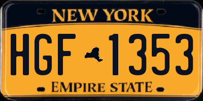 NY license plate HGF1353