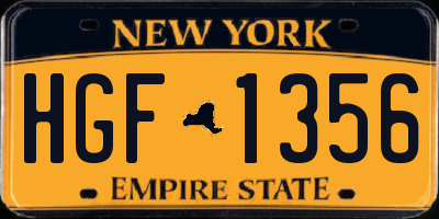 NY license plate HGF1356