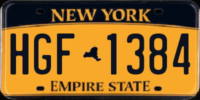 NY license plate HGF1384