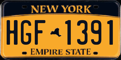 NY license plate HGF1391