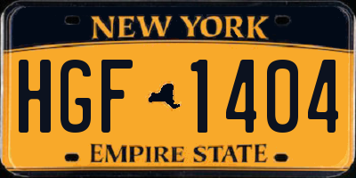 NY license plate HGF1404