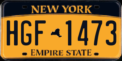 NY license plate HGF1473