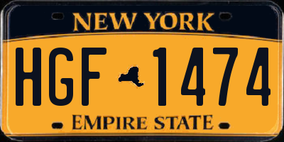 NY license plate HGF1474
