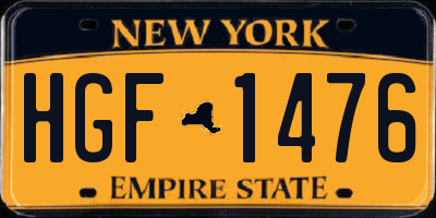 NY license plate HGF1476
