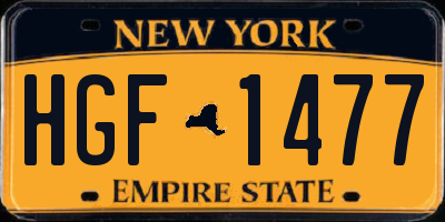 NY license plate HGF1477