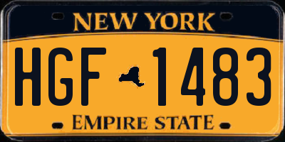 NY license plate HGF1483