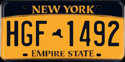 NY license plate HGF1492