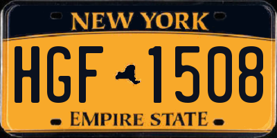 NY license plate HGF1508