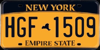 NY license plate HGF1509
