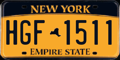 NY license plate HGF1511