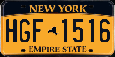 NY license plate HGF1516