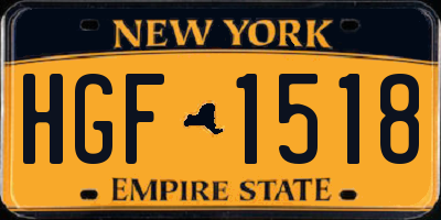 NY license plate HGF1518
