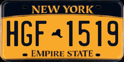 NY license plate HGF1519