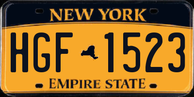 NY license plate HGF1523