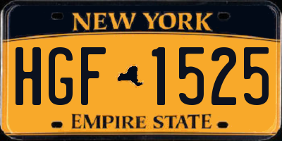 NY license plate HGF1525