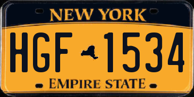 NY license plate HGF1534