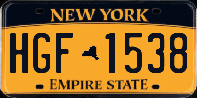 NY license plate HGF1538
