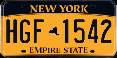 NY license plate HGF1542