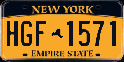 NY license plate HGF1571