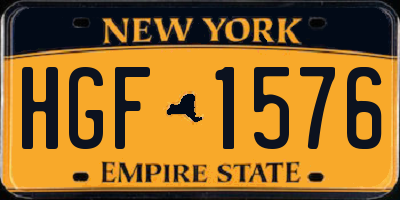 NY license plate HGF1576