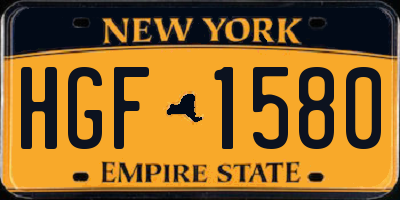 NY license plate HGF1580