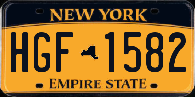 NY license plate HGF1582