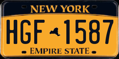 NY license plate HGF1587
