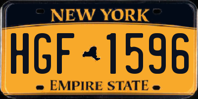 NY license plate HGF1596