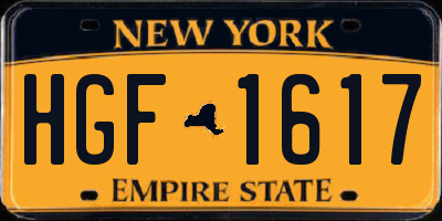 NY license plate HGF1617