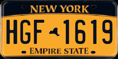 NY license plate HGF1619