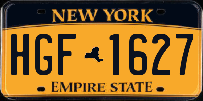 NY license plate HGF1627
