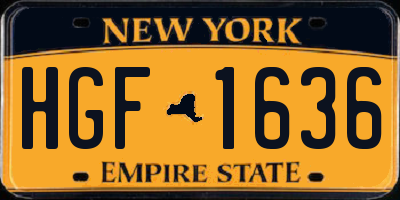 NY license plate HGF1636