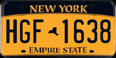 NY license plate HGF1638