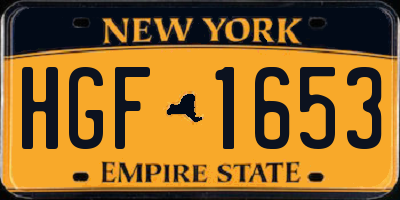 NY license plate HGF1653