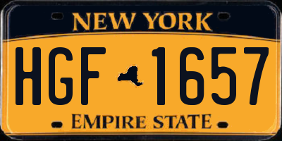 NY license plate HGF1657