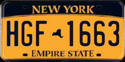 NY license plate HGF1663