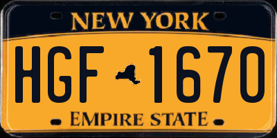 NY license plate HGF1670