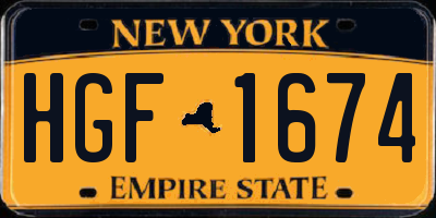 NY license plate HGF1674