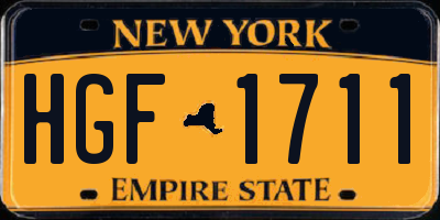 NY license plate HGF1711