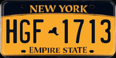 NY license plate HGF1713
