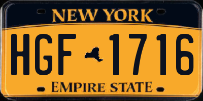 NY license plate HGF1716