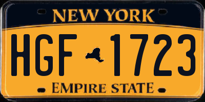 NY license plate HGF1723