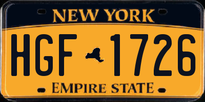 NY license plate HGF1726
