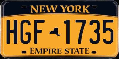 NY license plate HGF1735