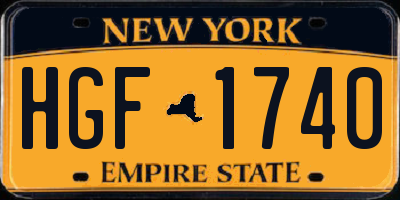 NY license plate HGF1740